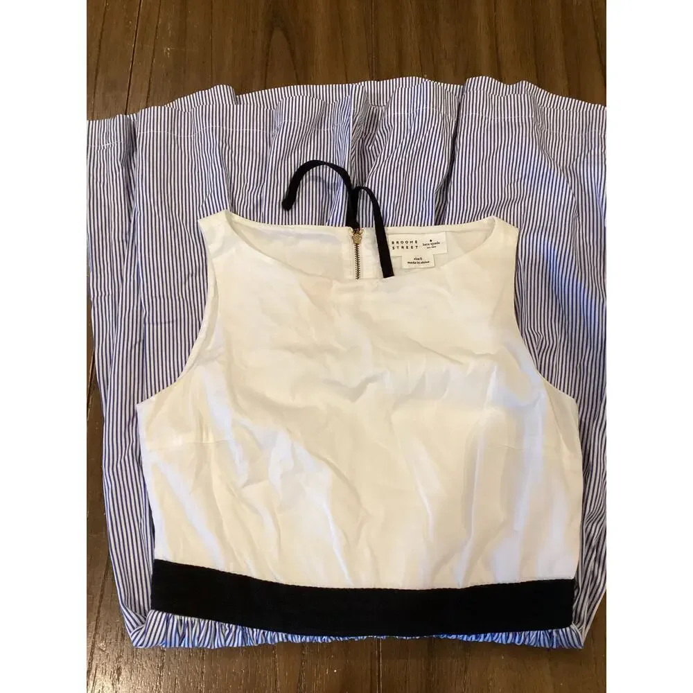 Kate Spade Broome Street Sleeveless Pinstripe Blue White Mini Dress Size 0